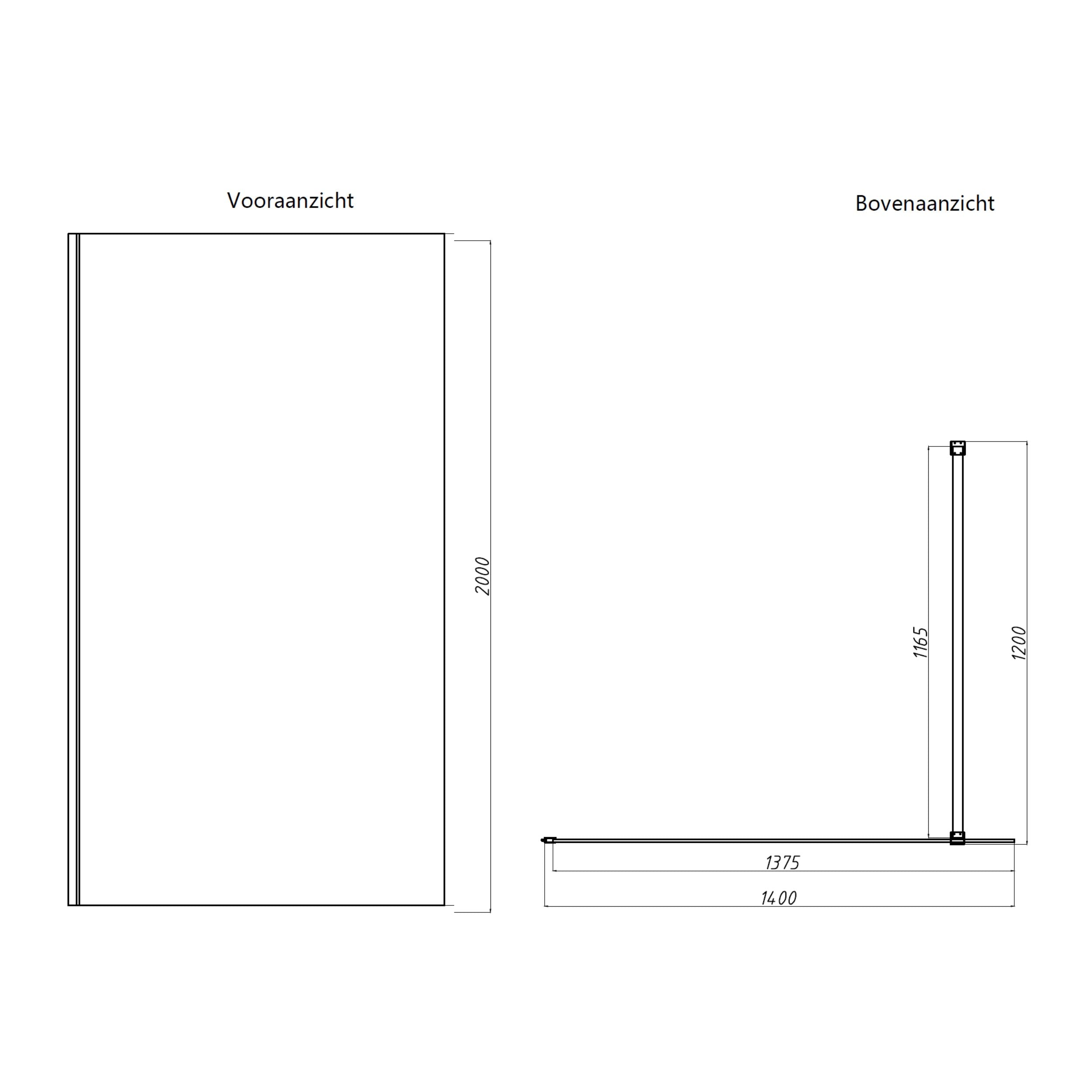 Dalis-1400-Liora Inloopdouche | Helder Glas 140 cm  | Mat Brons